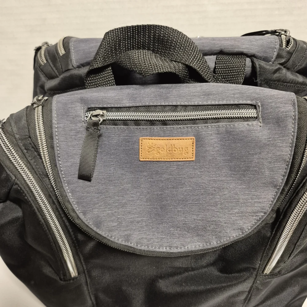 Goldbug‎ Diaper Bag Backpack Stroller Bag Gray Black Multi-Pocket Travel